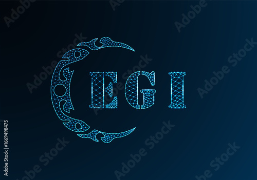 Low poly letter logo EGI design. EGI letter logo low poly vector design on blue color gradient background. EGI logo low poly design