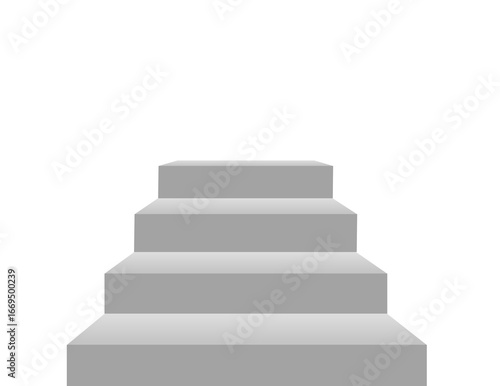 Front view of white stairs in minimal style. Blank mockup platform or podium template for product display, presentation, or architectural background