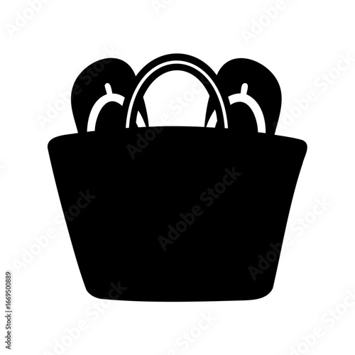 Stylized beach bag with sandals, ready for a vacation day out