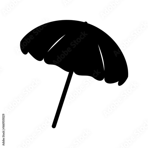 Monochromatic Beach Umbrella Silhouette Ready for a Sunny Day at the Beach
