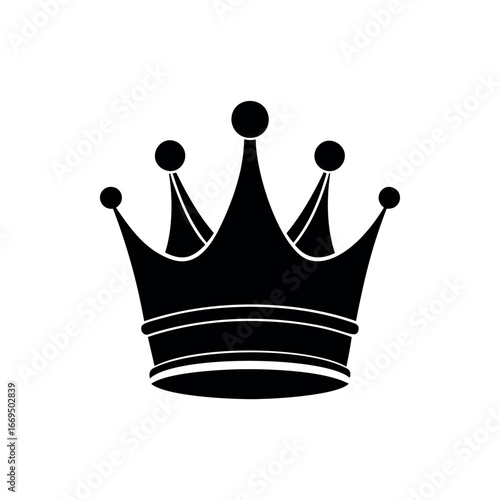 Black silhouette illustration of a royal crown signifying power and nobility vector