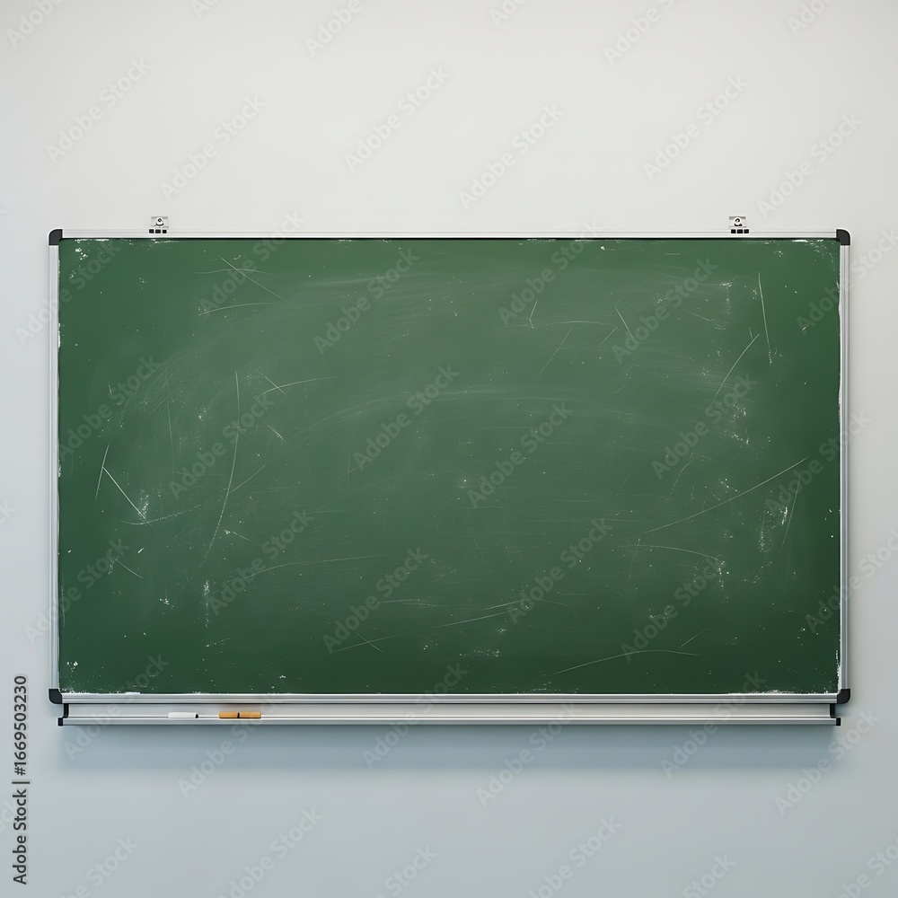 Obraz premium Empty Green Chalkboard Ready for Lessons
