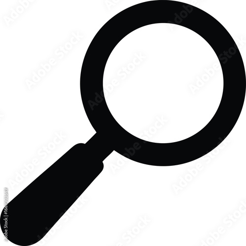 Magnifying glass icon, search symbol, vector magnifier, black illustration
