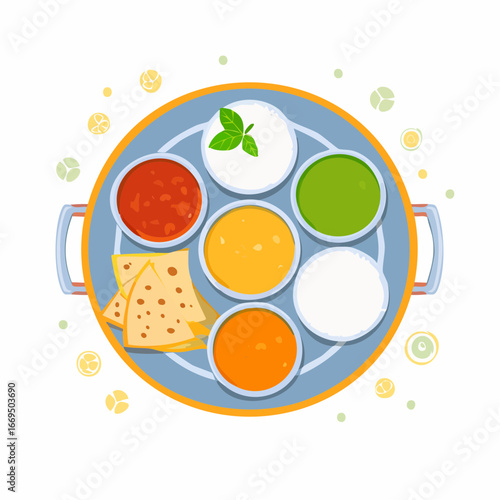 Flat vector Indian culture icons. Includes Taj Mahal, thali food, decorated elephant, Diwali lamp, yoga meditation, mehndi hand, Bollywood dance, rupee symbol, tuk tuk, and Indian spices.