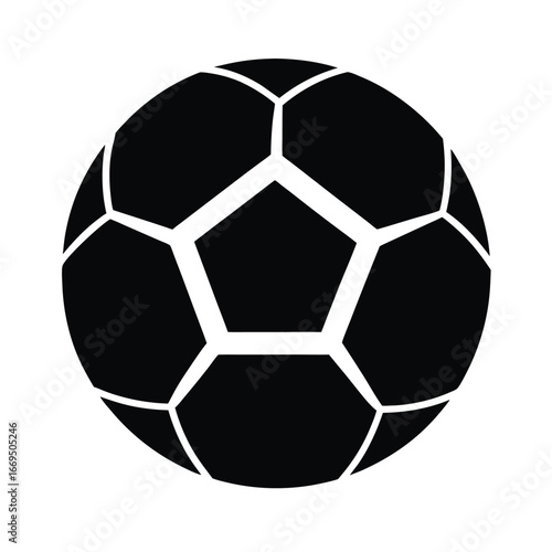 Black soccer ball icon, football symbol, sports logo, vector graphic