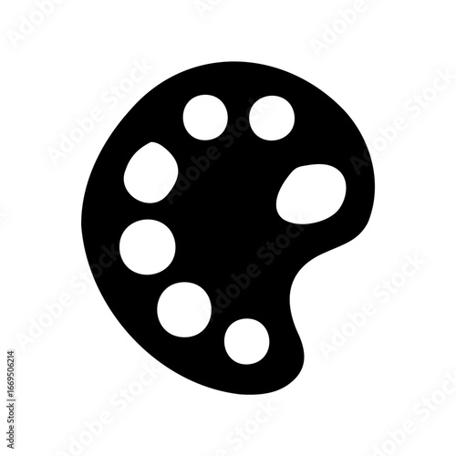 Black and white painting palette artwork with round color compartments design