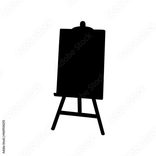 Black silhouette illustration of an artist's easel for painting and display