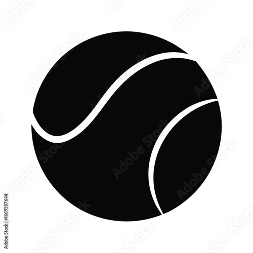 Tennis ball icon, black and white sports symbol, vector illustration, athletic logo