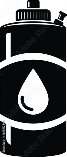 Vector art of black and white water bottle, essential for sports and outdoor activities