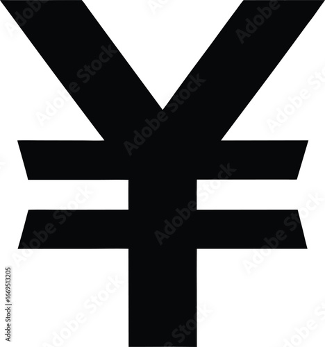 Yen currency symbol, Japanese money sign, black vector icon, financial logo