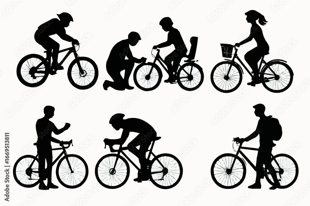 Naklejka premium silhouette of a man riding a bike