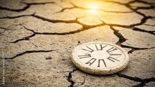 Wallpaper Mural Symbolic representation of drought and climate change with a sun dial, showing the urgency of Torontodigital.ca