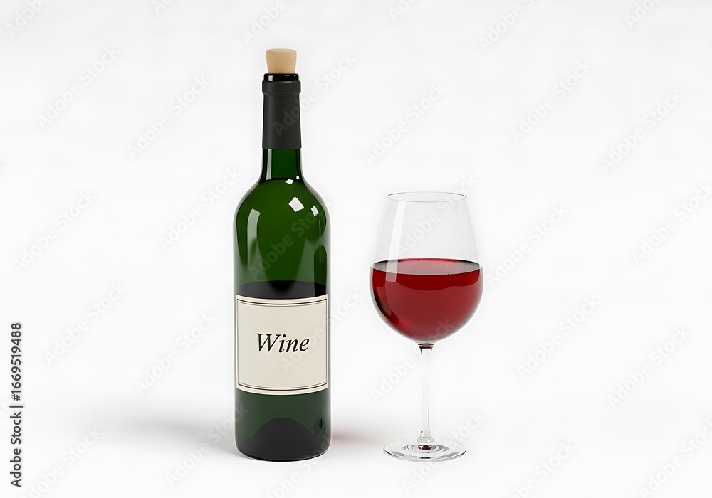Obraz premium Wine Bottle and Glass with Red Wine Still Life
