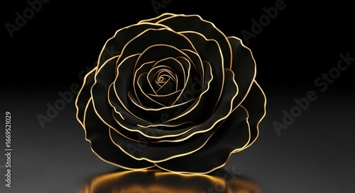 Elegant black rose with gold accents, perfect for luxury branding and design