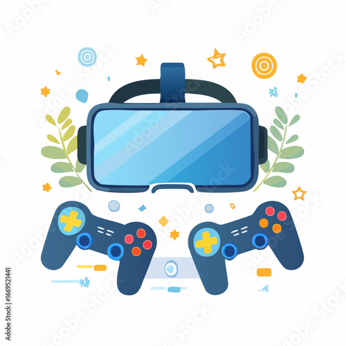 Flat vector gaming icons. Includes controller, arcade machine, gaming laptop, VR headset, esports trophy, mobile gaming, keyboard, headset, loading bar, and pixel sword shield. 