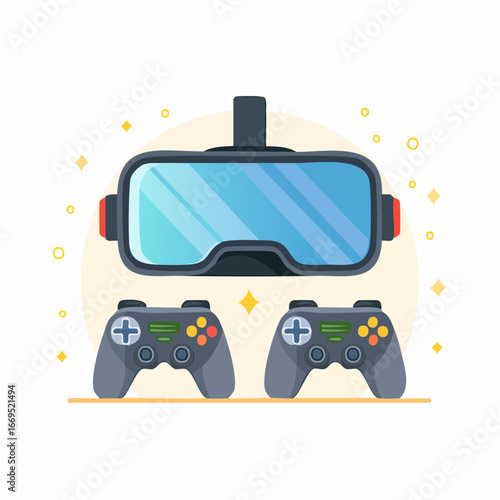 Flat vector gaming icons. Includes controller, arcade machine, gaming laptop, VR headset, esports trophy, mobile gaming, keyboard, headset, loading bar, and pixel sword shield. 