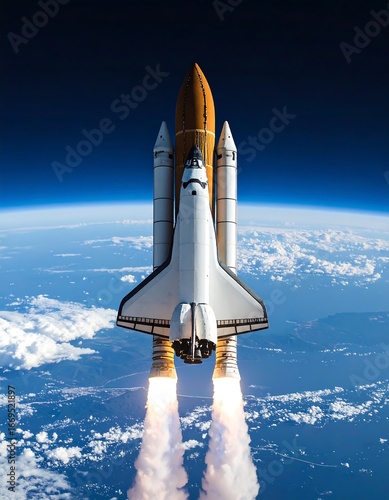 Space Shuttle Launch, Earth Orbit View