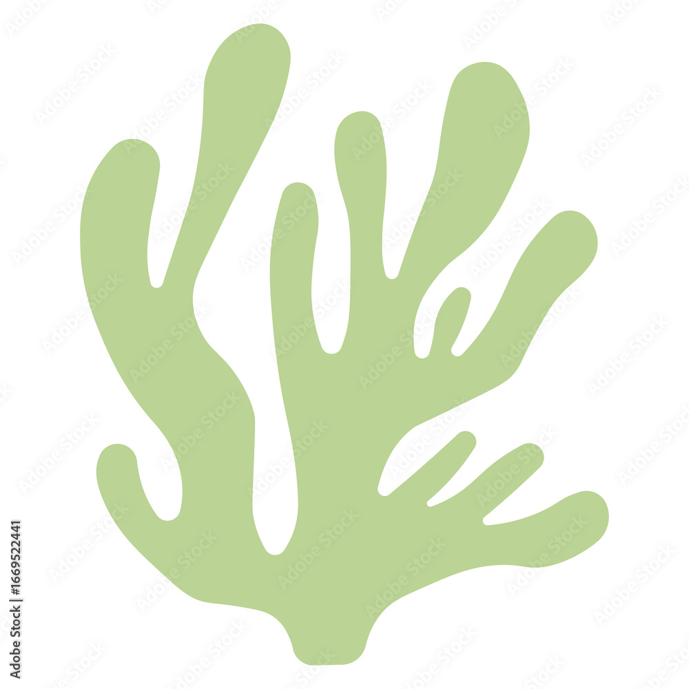 Green coral seaweed PNG with transparent background, abstract marine plant silhouette for underwater design Green coral seaweed PNG with transparent background, abstract marine plant silhouette for underwater design