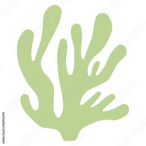 Green coral seaweed PNG with transparent background, abstract marine plant silhouette for underwater design