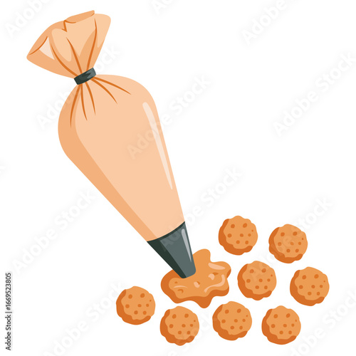 Piping pastry bag isolated vector illustration on white background