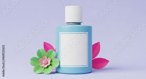 Elegant cosmetic bottle design with floral accents for beauty branding