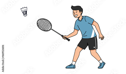 Man playing badminton vector illustration