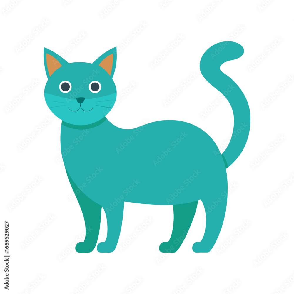Obraz premium Clean Flat Vector Icon of a Single Cat on White
