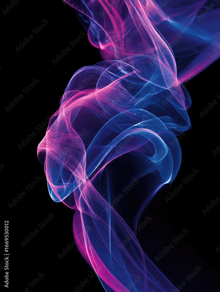 Naklejka premium Abstract smoke swirls in fuchsia and blue