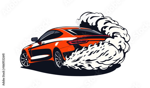 Sport car drifting with smoke vector illustration