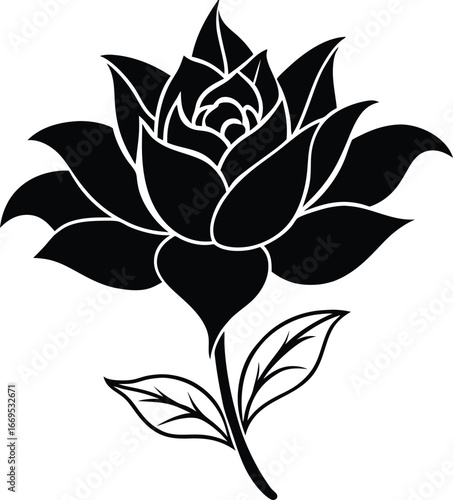 Chic flower silhouette vector symbol minimalistic floral essence monochrome logo