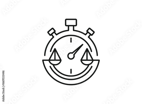 Stopwatch legal time icon for legal deadlines and law.