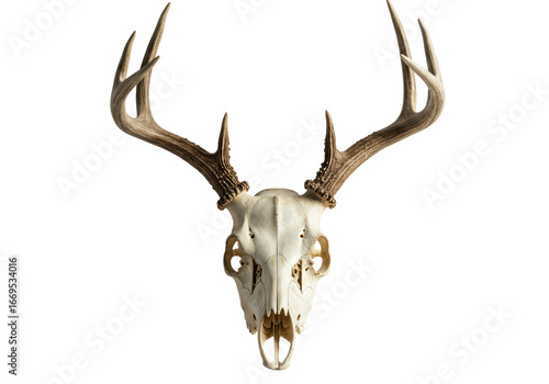 Isolated deer skull with antlers a nature item trophy taxidermy bone spooky dead animal