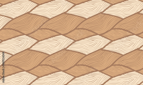 Seamless Hand-Drawn Pattern with Wavy Braided Scales