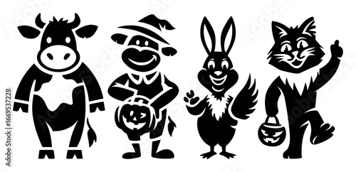 Cute Animal Characters for Halloween Festivities and Celebrations