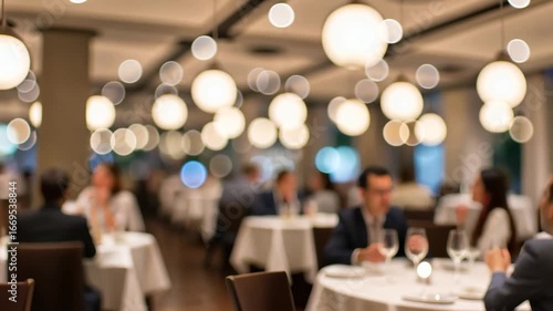 Wallpaper Mural Blurred Restaurant Scene with Ambient Lighting and People. Torontodigital.ca