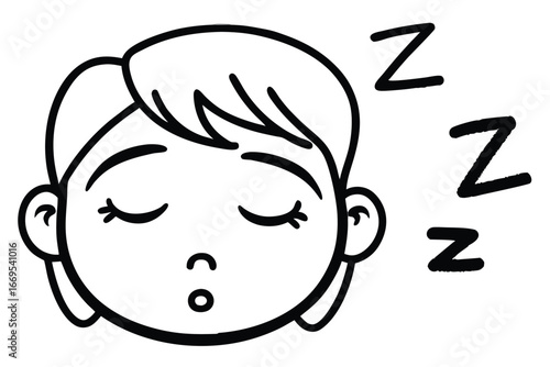 Sleeping Face with Eyelashes and Zzz Symbols on White Background