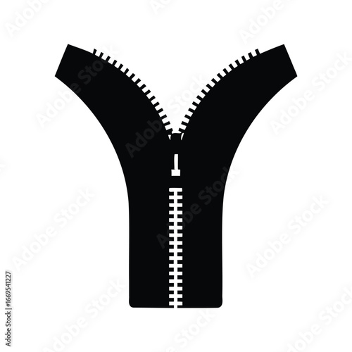Stylized image of a black zipper with a simple and minimalist design, zipper silhouette vector illustration