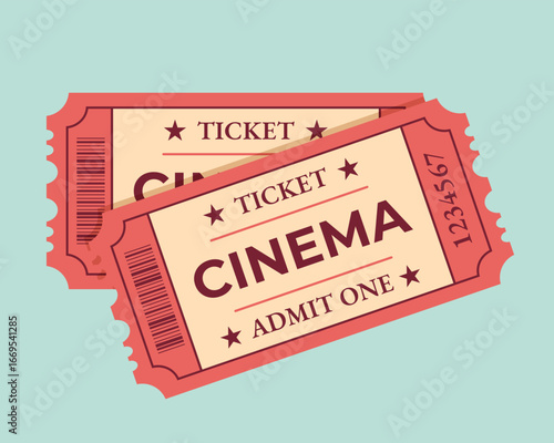 Two cinema tickets isolated on blue background	
