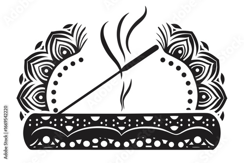 Stylish Aroma Stick with Decorative Mandala Element on White Background