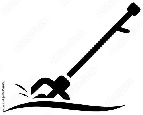 Flail agriculture tool hitting dry soil and breaking up clumps of dirt and tilling earth and chopping weeds