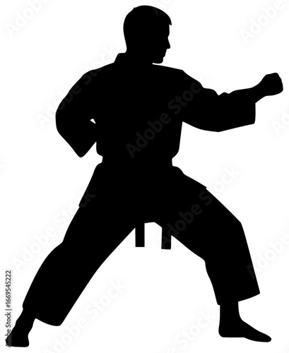 Karate fighter with master student tournament winner champion instructor
