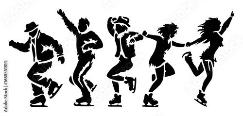Stylish Dance Moves on Ice with Energetic Skaters in Silhouette Design