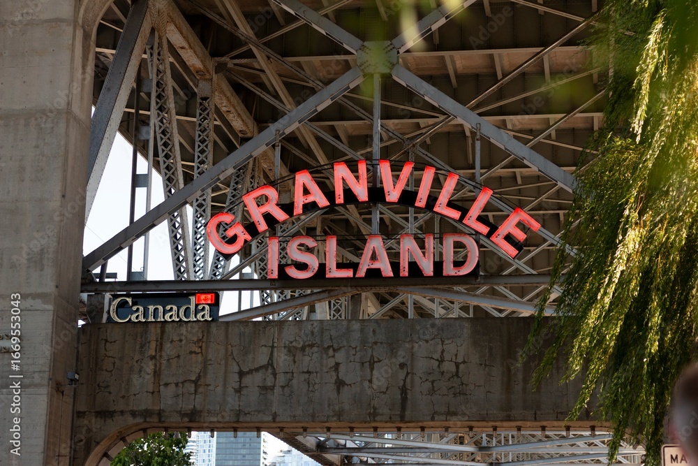 custom made wallpaper toronto digitalGranville Island sign under the bridge in Vancouver