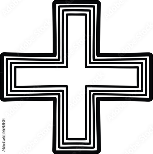 Caution plus positive polarity symbol sign 