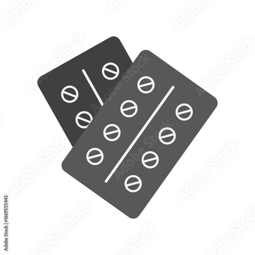 Pill blister pack icons. Thin linear graphic pictogram for website