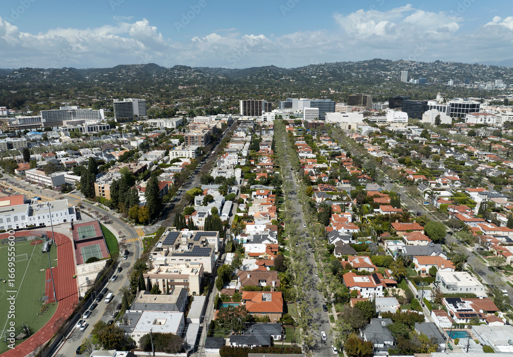 Obraz premium Beverly Hills Aerial Shot South of Wilshire Blvd California USA