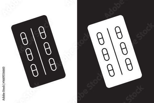Pill blister pack icon symbol. Quality design element.