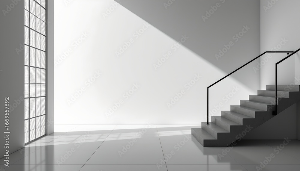 Obraz premium Abstract Modern Staircase Black and White
