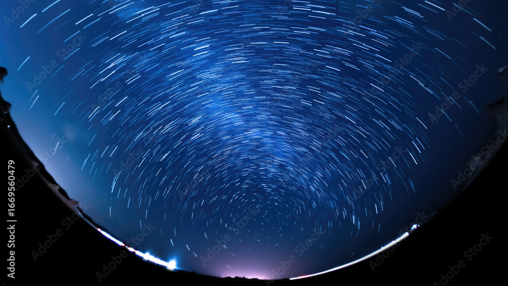 custom made wallpaper toronto digitalUniverse Star Trails of Polaris North Star Fisheye Panorama in Blue Sky Astrophotography