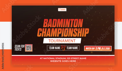 Badminton tournament match banner design for sport event promotion template